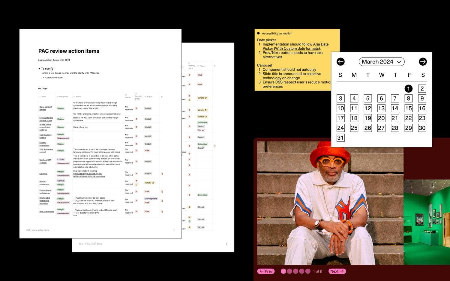 Screenshot of accessibility notes