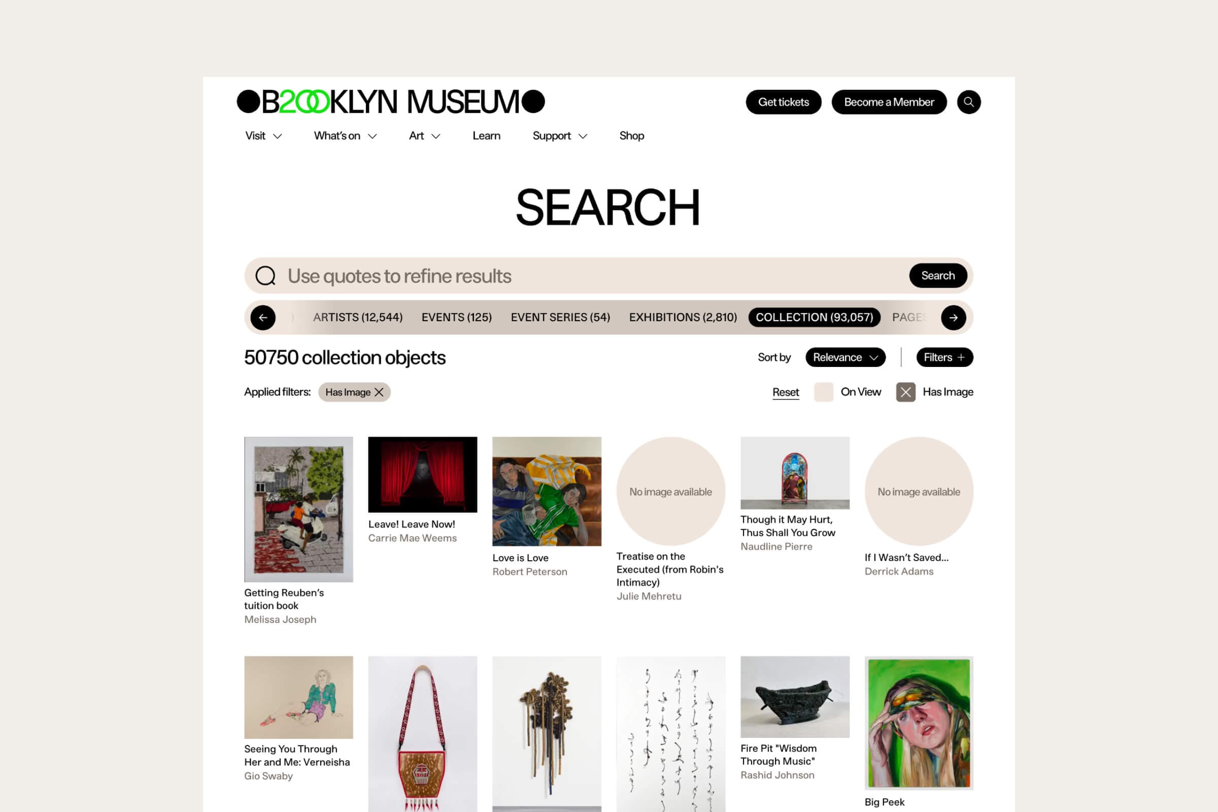 Search and collection pages