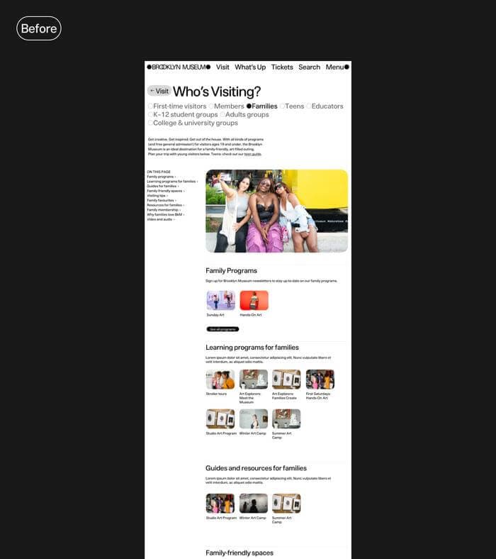 Old version of the Visit page