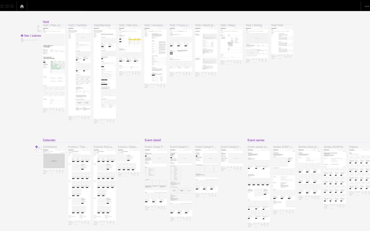 Brooklyn Museum website wireframes