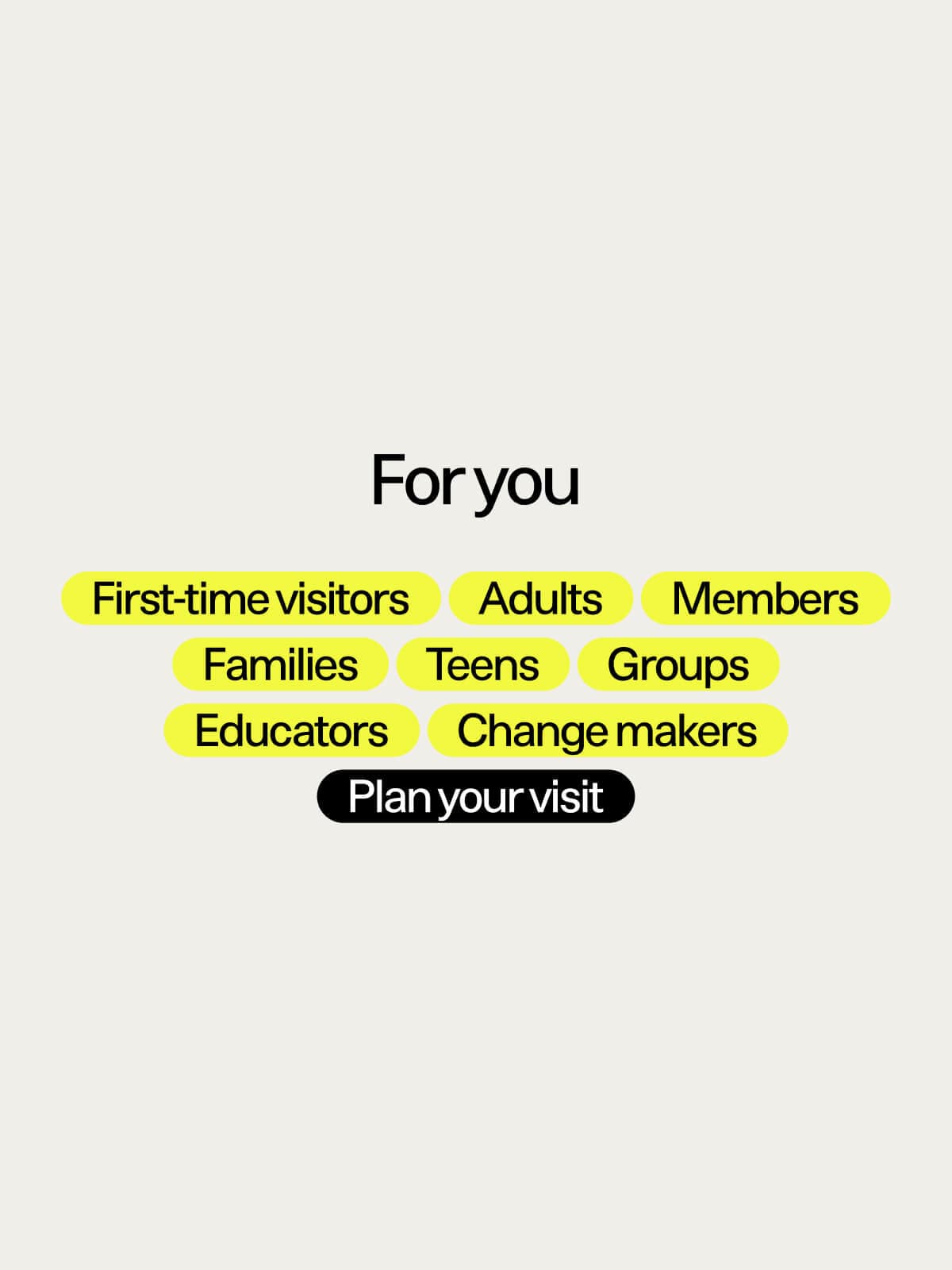 Words 'For you' followed by a list of audience