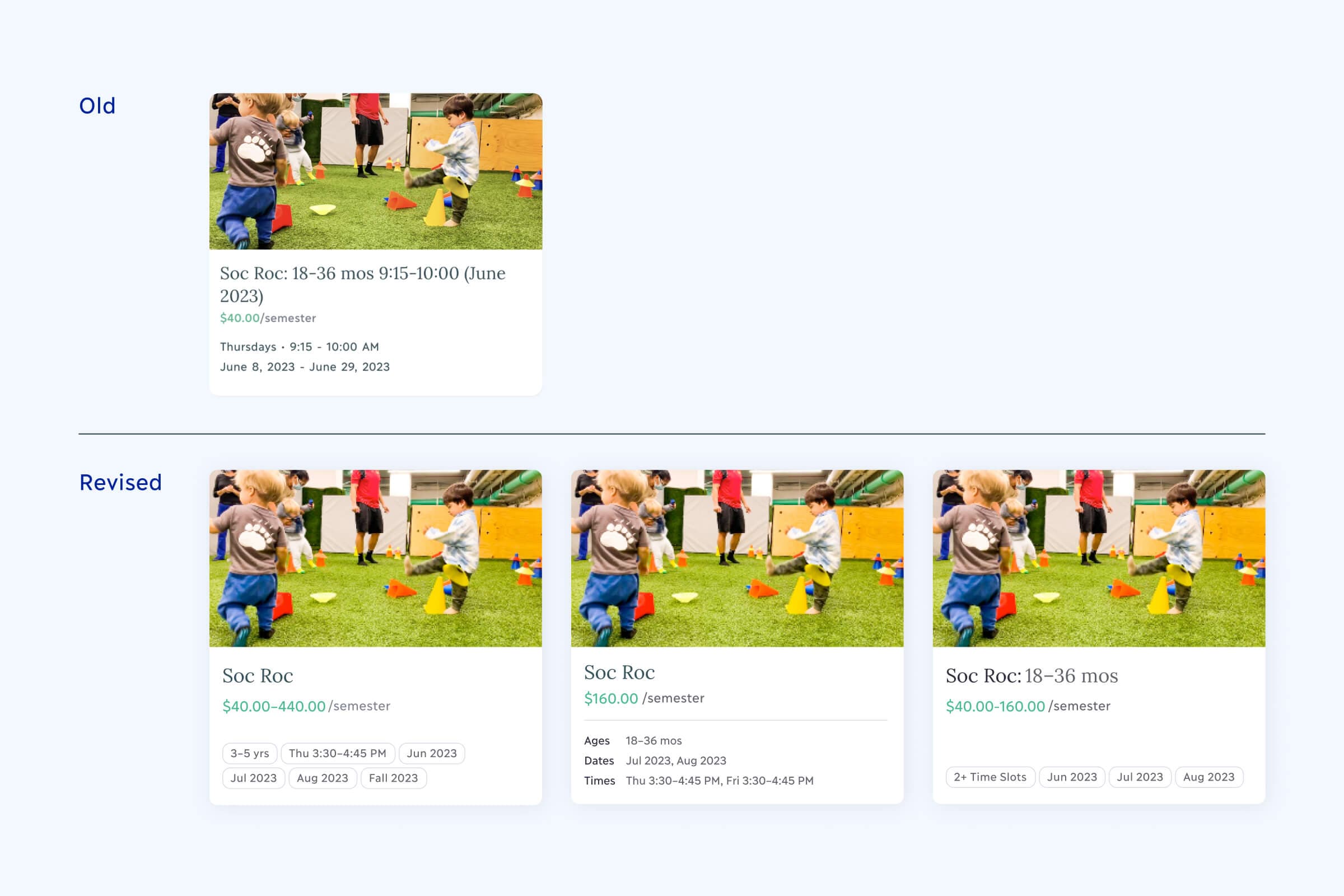 3 different design iterations of Coccon offering's card