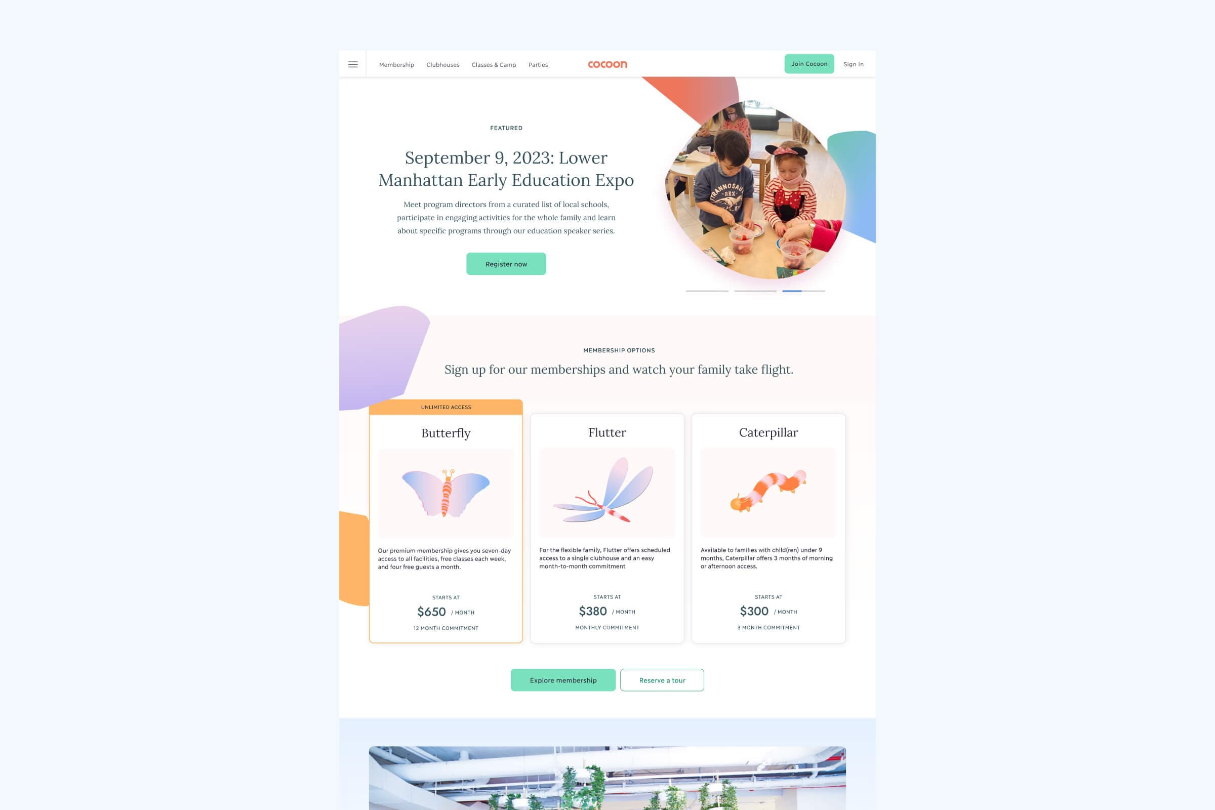 Screenshot of Cocoon homepage