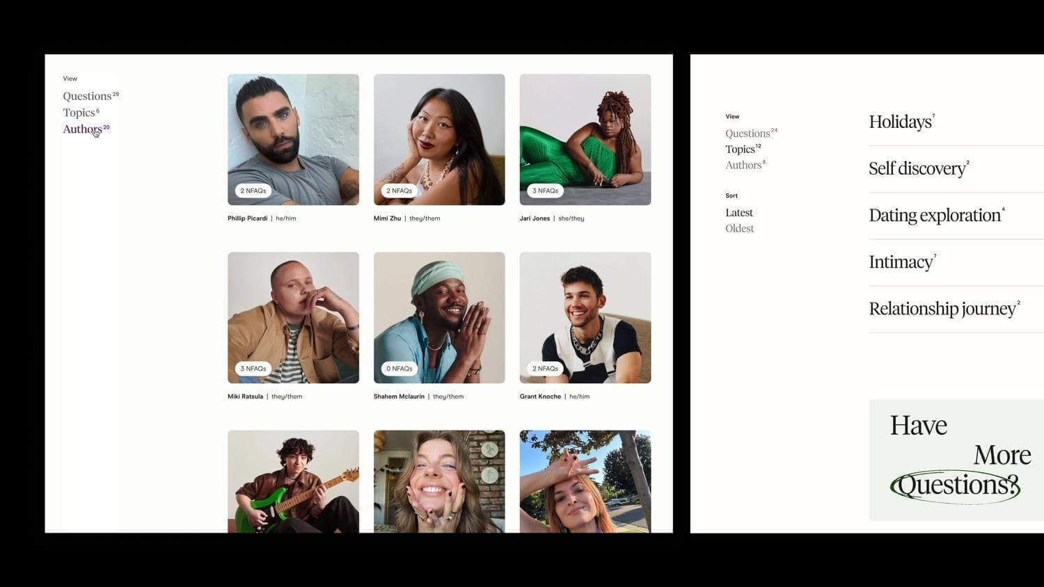 Screenshot of a website filter