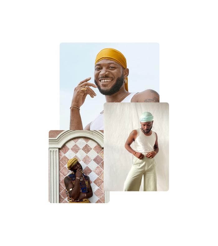 Collage of three photos from an author