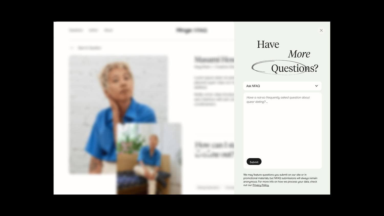 Screenshot of the submission panel overlay