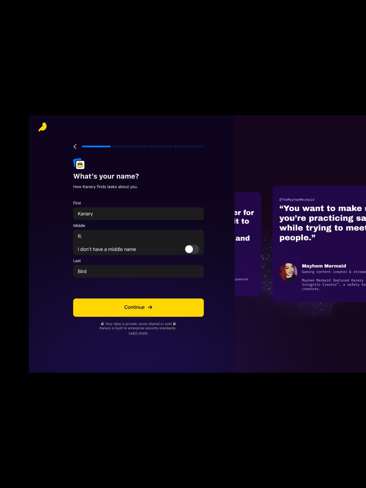 Screenshot of new onboarding flow