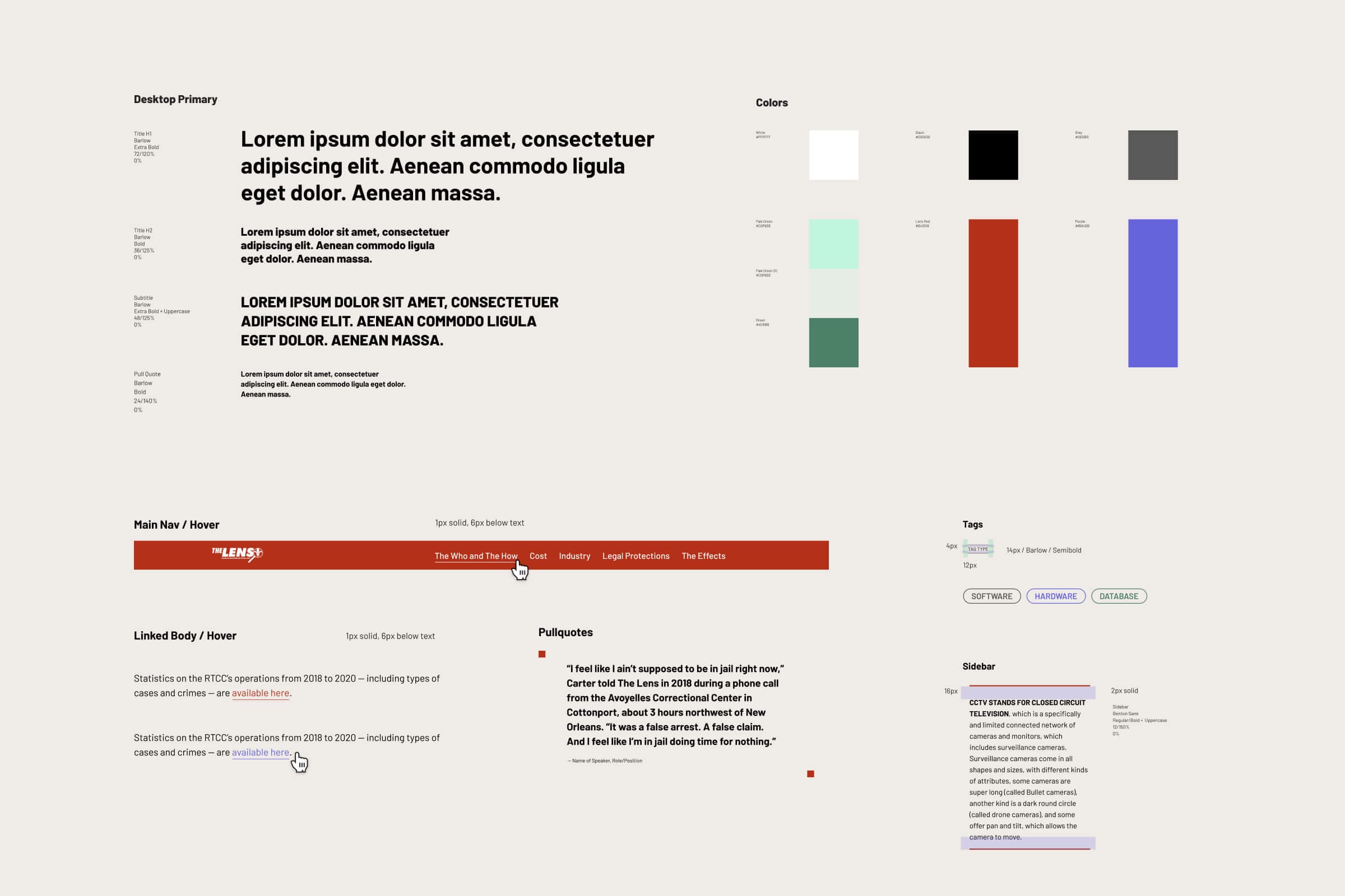 Components from the design system for the Lens article