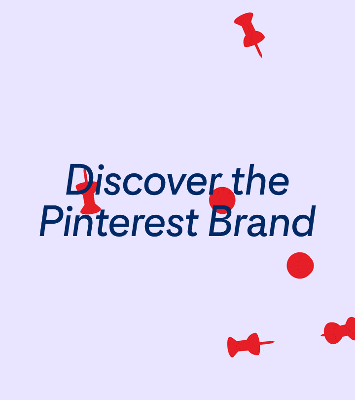 Pushpin icons on top of the words Discover the Pinterest Brand