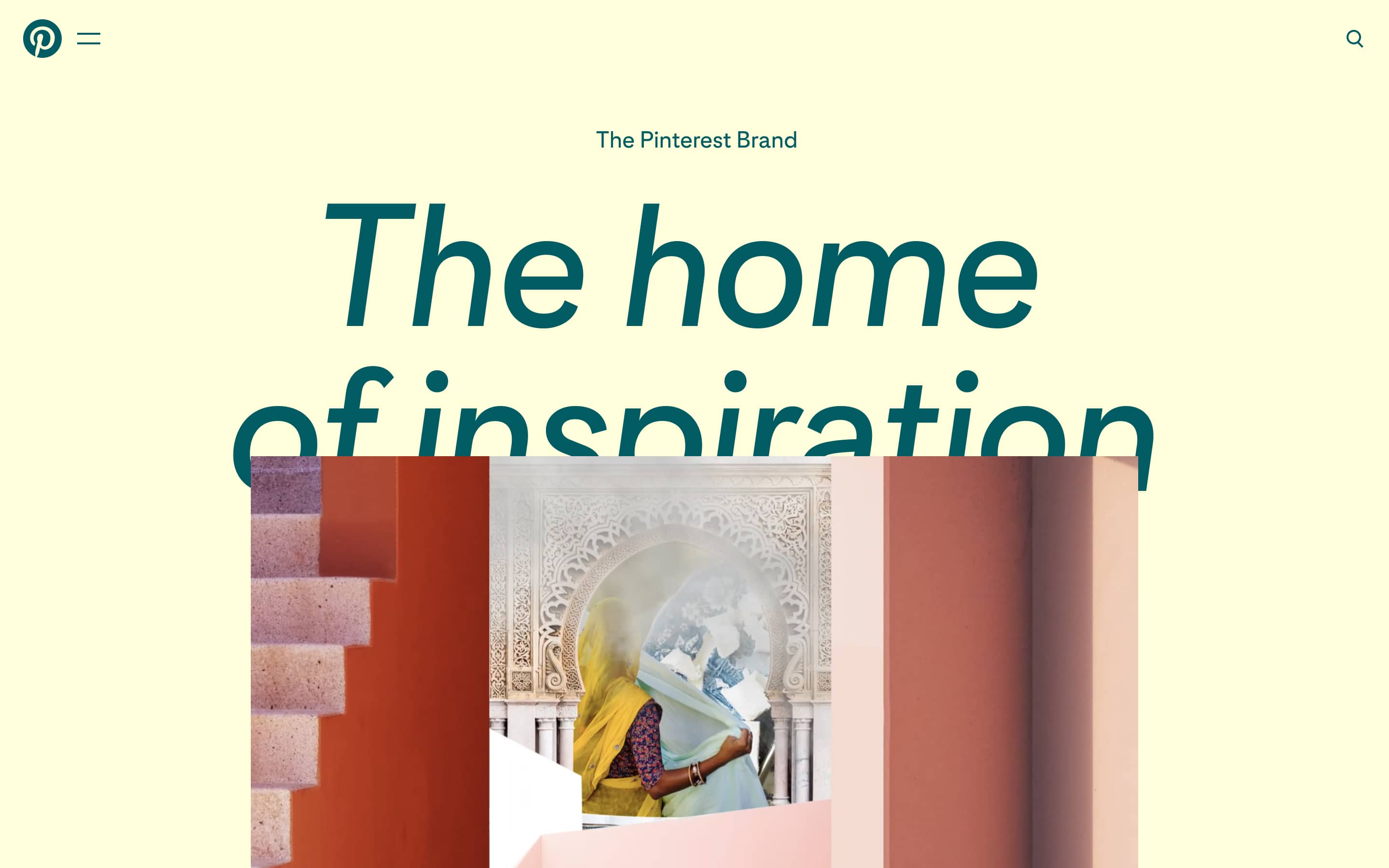 Screenshot of the Pinterest brand homepage