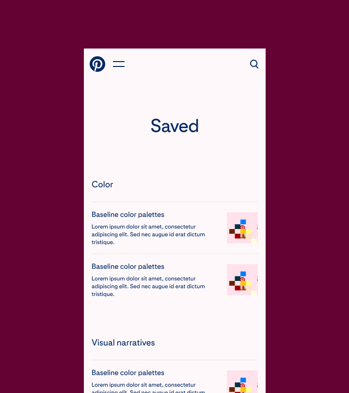 Screenshot showing the saved content section