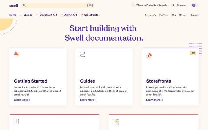 Screenshot of the new Swell website