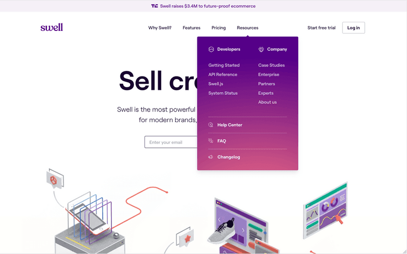 Screenshot of the old Swell website