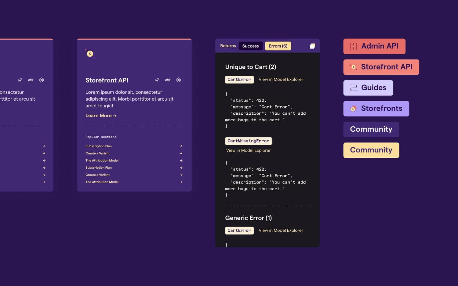 Screenshot of components in the design system